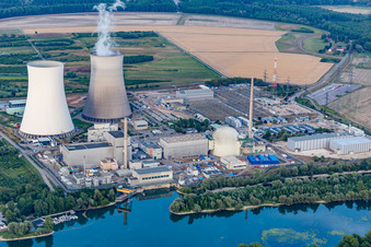 Oblique view of Nuclear power plant in Philippsburg in the state Baden-Wuerttemberg, Germany