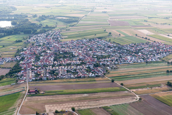 District Mechtersheim in Römerberg in the state Rhineland-Palatinate, Germany from above