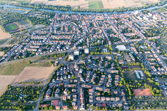 Aerial view of District Edingen in Edingen-Neckarhausen in the state Baden-Wuerttemberg, Germany
