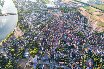 Aerial view of Old Town area and city center in Ladenburg in the state Baden-Wurttemberg, Germany