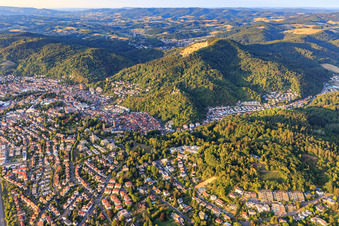 City view on the Bergstrasse from the southwest in Weinheim in the state Baden-Wuerttemberg, Germany