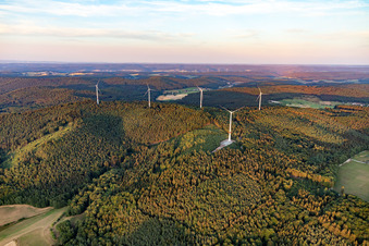 Wind turbines on Kapellenberg in the district Weschnitz in Fürth in the state Hesse, Germany