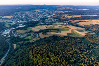 Town View of the streets and houses of the residential areas in Bad Koenig in the state Hesse, Germany