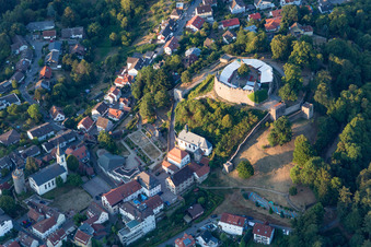 Construction of the building of the open-air theater on the fortress Burg Lindenfels in Lindenfels in the state Hesse, Germany