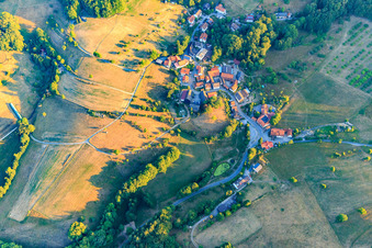 Aerial view of Village view in the Odenwald from the north in the district Mittershausen in Heppenheim in the state Hesse, Germany