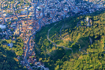 Starkenburg above Siegfriedstr in Heppenheim in the state Hesse, Germany