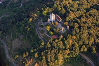 Aerial view of Starkenburg in Heppenheim in the state Hesse, Germany