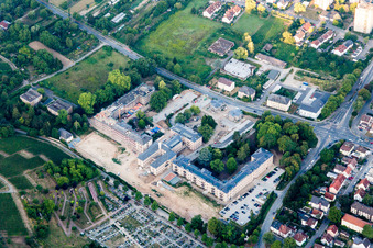 Aerial view of Construction site Tourist attraction of a building complex in Heppenheim (Bergstrasse) in the state Hesse, Germany