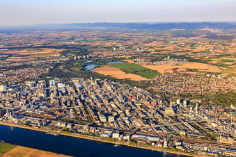 Drone image of District BASF in Ludwigshafen am Rhein in the state Rhineland-Palatinate, Germany