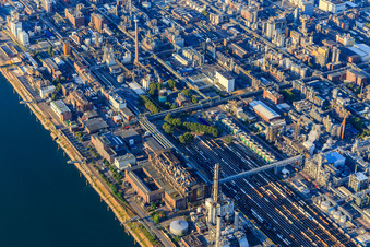 District BASF in Ludwigshafen am Rhein in the state Rhineland-Palatinate, Germany seen from a drone