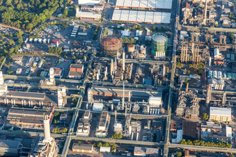 Oblique view of District BASF in Ludwigshafen am Rhein in the state Rhineland-Palatinate, Germany