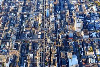 Drone recording of District BASF in Ludwigshafen am Rhein in the state Rhineland-Palatinate, Germany