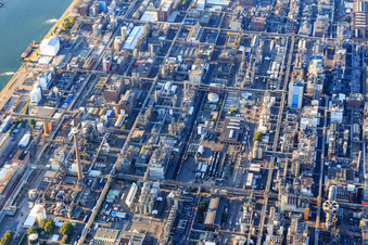 Drone image of District BASF in Ludwigshafen am Rhein in the state Rhineland-Palatinate, Germany