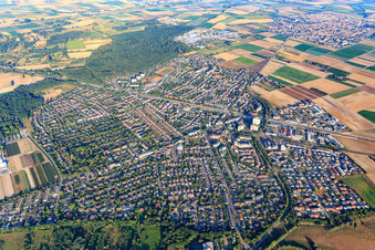 Overview of the town from the east in Limburgerhof in the state Rhineland-Palatinate, Germany