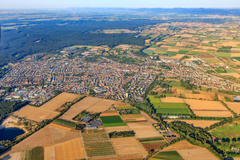 View of the town from the northeast in Schifferstadt in the state Rhineland-Palatinate, Germany