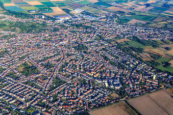 Overview of the town from the west in Schifferstadt in the state Rhineland-Palatinate, Germany