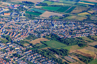 Aerial view of Mutterstadter Straße in Schifferstadt in the state Rhineland-Palatinate, Germany