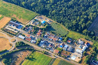 Aerial view of Industrial estate An den Gewerbewiesen in Hanhofen in the state Rhineland-Palatinate, Germany