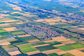 Village view from the east in Gommersheim in the state Rhineland-Palatinate, Germany