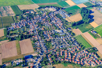 Village view from the north in Knittelsheim in the state Rhineland-Palatinate, Germany