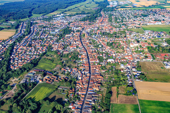 View of the town from the east in Herxheim bei Landau in the state Rhineland-Palatinate, Germany