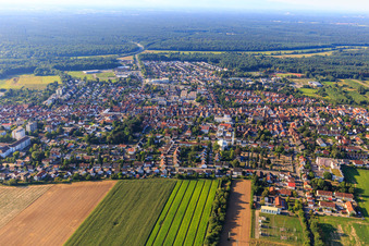 City view from the north in Kandel in the state Rhineland-Palatinate, Germany from above