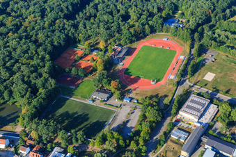 Aerial photograpy of Bienwald Stadium in Kandel in the state Rhineland-Palatinate, Germany