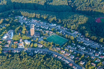 Surrounded by forest and forest areas center of the streets and houses and residential areas in Ruhbank in the state Rhineland-Palatinate, Germany