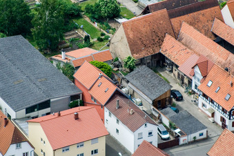 Aerial photograpy of Main Street in Erlenbach bei Kandel in the state Rhineland-Palatinate, Germany