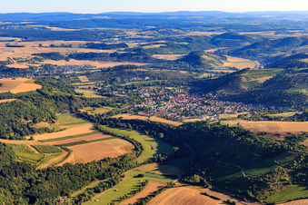 View of the town from the south in Odernheim am Glan in the state Rhineland-Palatinate, Germany