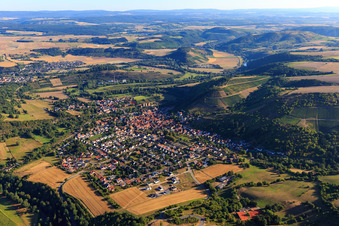 Aerial view of View of the town from the south in Odernheim am Glan in the state Rhineland-Palatinate, Germany