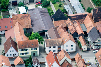 Oblique view of Main Street in Erlenbach bei Kandel in the state Rhineland-Palatinate, Germany
