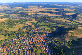 Old town from the south under the Humberg in Odernheim am Glan in the state Rhineland-Palatinate, Germany