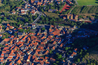 Aerial view of Old town from the south in Odernheim am Glan in the state Rhineland-Palatinate, Germany