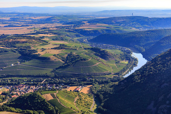 Wine village on the Nahe beyond the Hermannshöhle vineyard in Oberhausen an der Nahe in the state Rhineland-Palatinate, Germany