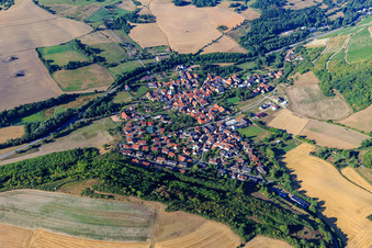 Village view from the north in Niedermoschel in the state Rhineland-Palatinate, Germany