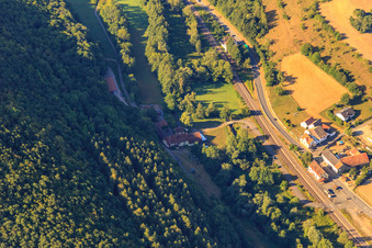Aerial view of Hahnmühle Winery by P.&M. Linxweiler in the district Cölln in Mannweiler-Cölln in the state Rhineland-Palatinate, Germany