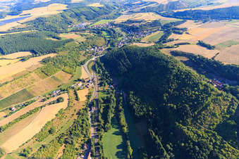 Aerial photograpy of Vineyards in the Alsenz Valley in the district Cölln in Mannweiler-Cölln in the state Rhineland-Palatinate, Germany