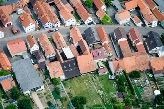 Main Street in Erlenbach bei Kandel in the state Rhineland-Palatinate, Germany from the plane