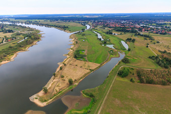 Old Elbe and Elbe Valley dike foreland at Bleckede Biosphere Elbe Valley in Bleckede in the state Lower Saxony, Germany