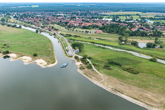 Ferry on River Elbe near Bleckede in Lower Saxony