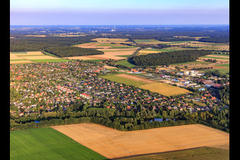 View of the town from the west in the district Altenebstorf in Ebstorf in the state Lower Saxony, Germany
