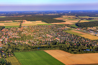 Aerial view of View of the town from the west in the district Altenebstorf in Ebstorf in the state Lower Saxony, Germany