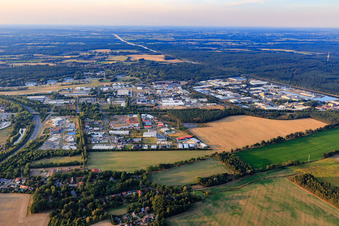 Industrial area between B209, B216, airport and port in the district Hagen in Lüneburg in the state Lower Saxony, Germany