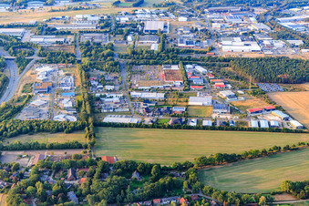 Industrial area between B209, B216, airport and port in the district Kaltenmoor in Lüneburg in the state Lower Saxony, Germany