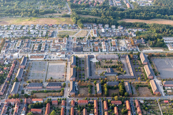 Aerial view of Building complex of the former military barracks in Lueneburg in the state Lower Saxony, Germany