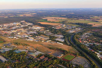Aerial view of Airport Lüneburg from the northwest in the district Neuhagen in Lüneburg in the state Lower Saxony, Germany