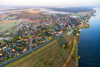Village on the river bank areas of the River Elbe in Artlenburg in the state Lower Saxony, Germany