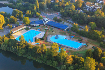 Aerial view of Leisure pool Geesthacht on the Elbe in Geesthacht in the state Schleswig Holstein, Germany
