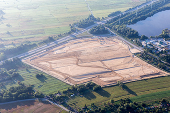 Aerial view of Construction site with development and earthworks in the Neuländer Wettern at the A1 AS Hamburg-Harburg in the district Neuland in Hamburg in the state Hamburg, Germany